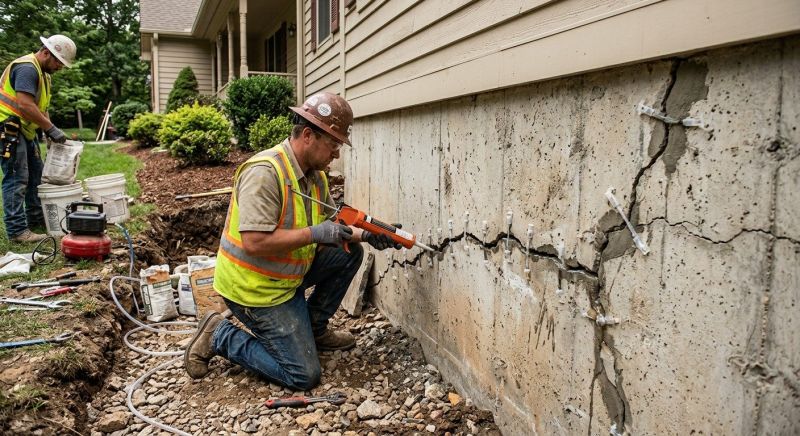 Cracked Foundation Repair in Mecca, IN